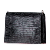 Croc Embossed Leather Monogram Cassandra Clasp Bag